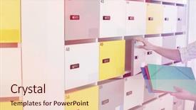  Presentation with files - Colorful presentation theme enhanced with repetitive work - cropped image of businessman putting backdrop and a lemonade colored foreground