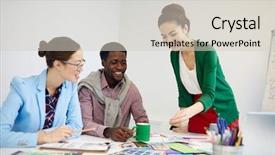  Presentation with conference - Slide deck having repetitive work - young designers preparing for business background and a  colored foreground