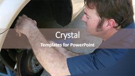  Presentation with mechanic - Cool new presentation theme with employment replacement - mechanic working on a car's backdrop and a coral colored foreground