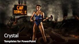  Presentation with tire - Cool new presentation design with replacing - beautiful woman mechanic replace tire backdrop and a wine colored foreground