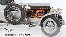  Presentation with radiator car - Presentation theme featuring replica antique car background and a light gray colored foreground
