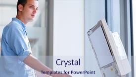  Presentation with machine - Beautiful PPT theme featuring replication - handsome young man using backdrop and a lemonade colored foreground