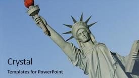  Presentation with liberty - Beautiful PPT theme featuring replication - replic - statue of liberty backdrop and a light blue colored foreground
