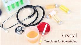  Presentation with urine - Presentation consisting of report and urine test strips background and a lemonade colored foreground