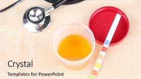  Presentation with urine - Presentation design featuring report and urine test strips background and a lemonade colored foreground