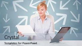  Presentation with different - Presentation with report blue white - business person sitting at desk background and a light blue colored foreground