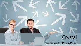  Presentation with business report - Amazing presentation design having report blue white - business person sitting at desk backdrop and a light blue colored foreground