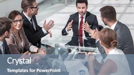  Presentation with business report - Cool new PPT theme with report client - business people in the conference backdrop and a seafoam green colored foreground