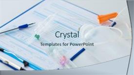  Presentation with catheter - Slide set featuring report drop counter and catheter background and a sky blue colored foreground