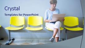  Presentation with waiting room - Slide deck consisting of report in a waiting room background and a sky blue colored foreground