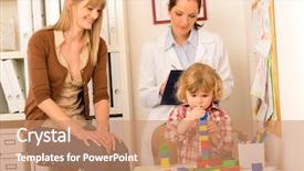  Presentation with pediatrician - Colorful PPT theme enhanced with report observations - visit at pediatrician little child backdrop and a coral colored foreground