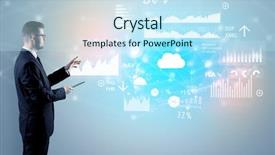  Presentation with report - Colorful presentation theme enhanced with report of a multinational company backdrop and a sky blue colored foreground