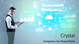  Presentation with company - Slide set consisting of report of a multinational company background and a light blue colored foreground