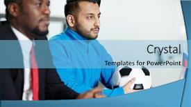  Presentation with football - Colorful PPT theme enhanced with report of speaker at conference backdrop and a light blue colored foreground