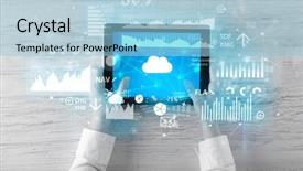  Presentation with cloud computing - Colorful PPT layouts enhanced with report on cloud computing system backdrop and a light blue colored foreground