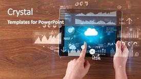  Presentation with management report system: mrs - Presentation theme having report on cloud computing system background and a tawny brown colored foreground