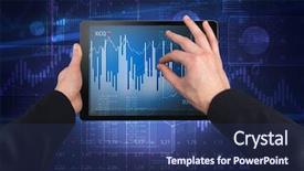  Presentation with financial system - Presentation theme having report on cloud computing system background and a ocean colored foreground