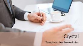  Presentation with business technology internet and network - Beautiful presentation design featuring report writing - business technology and internet concept backdrop and a coral colored foreground