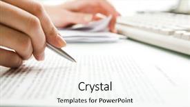  Presentation with paperwork - PPT layouts with report writing - close-up of secretary s hands background and a white colored foreground