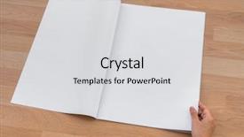  Presentation with hold hand - Presentation design consisting of report writing - hand hold blank newspaper background and a light gray colored foreground