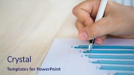  Presentation with financial report - Amazing slides having report writing - hand write on various financial backdrop and a sky blue colored foreground