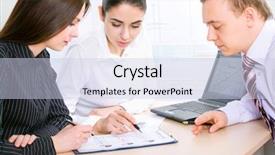  Presentation with business plan - Beautiful theme featuring report writing - image of successful partners discussing backdrop and a lemonade colored foreground