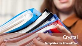  Presentation with paperwork - Beautiful presentation theme featuring report writing - paperwork - human hand holding backdrop and a coral colored foreground