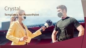  Presentation with masks - PPT layouts consisting of reporter-doing-interview-with-football background and a cream colored foreground