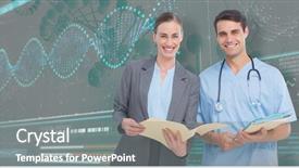  Presentation with female - Audience pleasing presentation consisting of reporter gene - portrait of male and female backdrop and a gray colored foreground