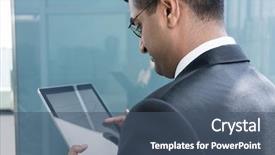  Presentation with financial report - Amazing presentation theme having reporting lines - indian businessman analyzing financial report backdrop and a ocean colored foreground