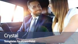  Presentation with car business - PPT layouts enhanced with reporting relationship - business people meeting working car background and a ocean colored foreground