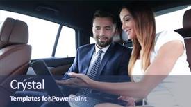  Presentation with car business - Beautiful PPT layouts featuring reporting relationship - business people meeting working car backdrop and a ocean colored foreground