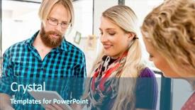  Presentation with office ergonomics man worker exercising - Presentation theme having reporting relationship - young office workers discussing background and a  colored foreground