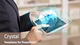  Presentation with business change - Slides enhanced with reports and stock market change background and a  colored foreground