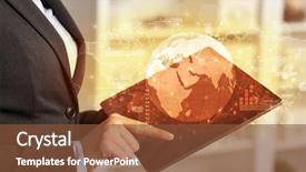  Presentation with business change - Presentation theme having reports and stock market change background and a  colored foreground