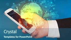  Presentation with stock market - Presentation theme with reports and stock market change background and a ocean colored foreground