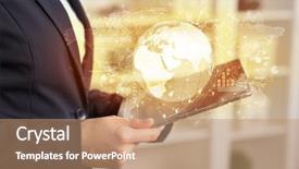  Presentation with business change - Amazing presentation theme having reports and stock market change backdrop and a coral colored foreground