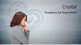  Presentation with wood panel - PPT layouts enhanced with representation - business woman thinking against business background and a light gray colored foreground