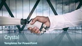  Presentation with computer room - Cool new PPT theme with representation - computer graphic image of businessman backdrop and a ocean colored foreground