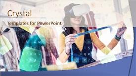  Presentation with virtual reality medical - Presentation theme featuring representation - digitally generated grey cubes floating background and a cream colored foreground