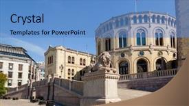  Presentation with lion - PPT theme with representation - lion statue at the storting background and a teal colored foreground