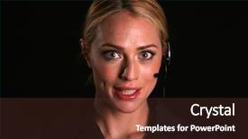  Presentation with customer service - Colorful presentation theme enhanced with representative answers your phone call backdrop and a tawny brown colored foreground