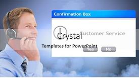  Presentation with customer service reporting - Presentation design featuring representative wearing headset by dialog background and a white colored foreground