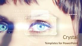  Presentation with digital data a human eye - Beautiful slide deck featuring represented by circles and signs backdrop and a cream colored foreground