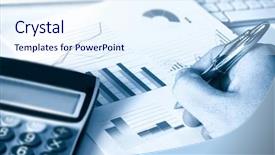  Presentation with business calculator - Beautiful slide deck featuring representing a business financial performance backdrop and a sky blue colored foreground