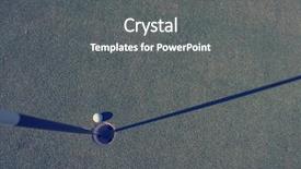  Presentation with golf ball on tee - Slide set with representing achivement and success business background and a gray colored foreground