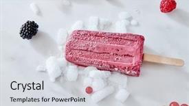  Presentation with gray marble - PPT theme having berry apetitic organic ice cream background and a sky blue colored foreground