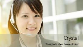  Presentation with receptionist - Amazing theme having young asian female receptionist backdrop and a light gray colored foreground