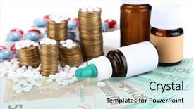  Presentation with prescription drugs - Presentation design featuring representing rising health care costs background and a sky blue colored foreground