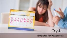  Presentation with family planning - Presentation design with reproduction - young family in pregnancy planning background and a coral colored foreground